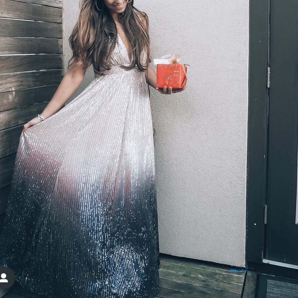 luxxel sequin black and beige ombre dress